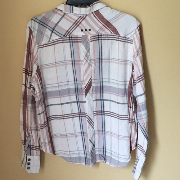 Free People Plaid Button Down Long Sleeve Shirt - Picture 4 of 8